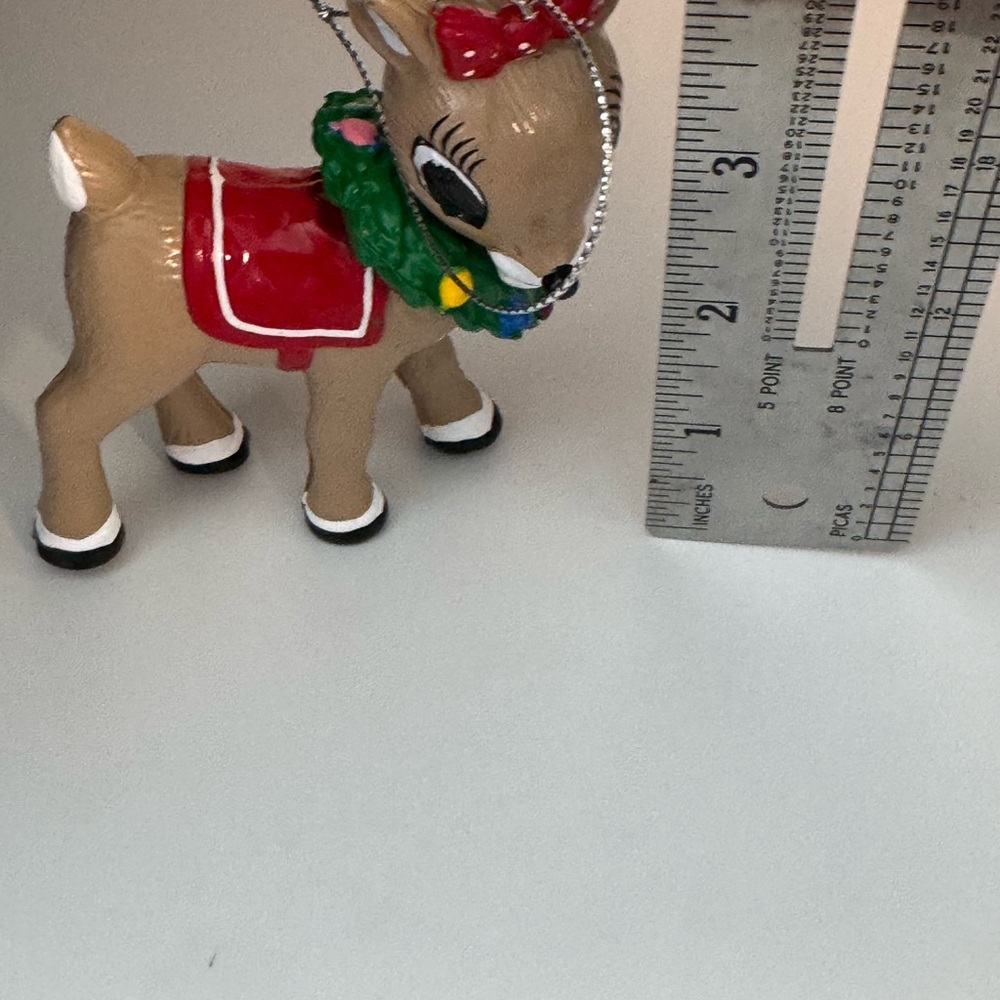 Rudolf Reindeer Christmas‎ Ornament with Red Bow - Picture 2 of 6